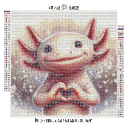 Axolotl Valentine  ©  40x40 Round  includes *Sugar Dust Drill*