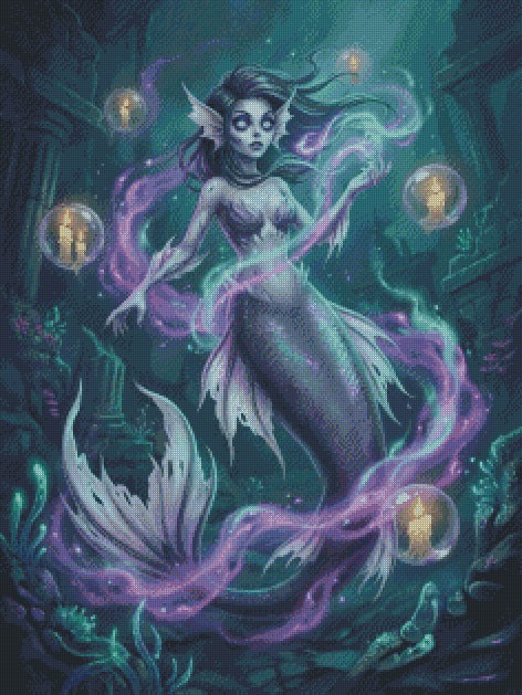 Sea‑Witch Zombie Mermaid © 60x80