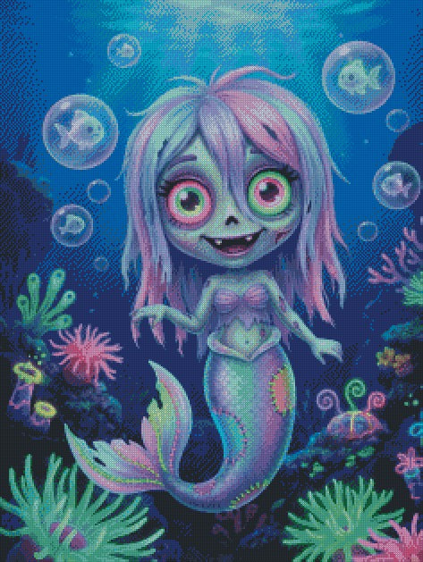Bubble‑Brain Mermaid © 60x80