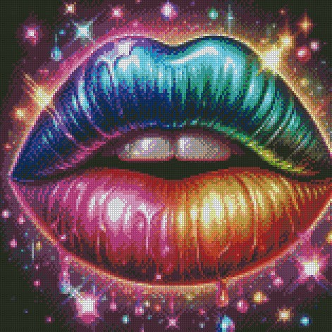 The Rainbow Kiss © 40x40 Square FULL CRYSTAL - (PTO)