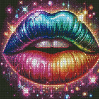 The Rainbow Kiss © 40x40 Square FULL CRYSTAL - (PTO)