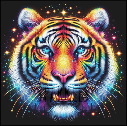 The Crystal Tiger Face © 40x40 Square FULL CRYSTAL DRILL (print to order)
