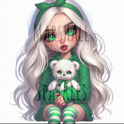 Teddy Bear Girls Green © 60x60