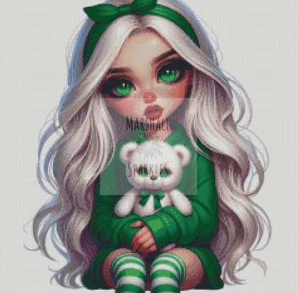 Teddy Bear Girls Green © 60x60