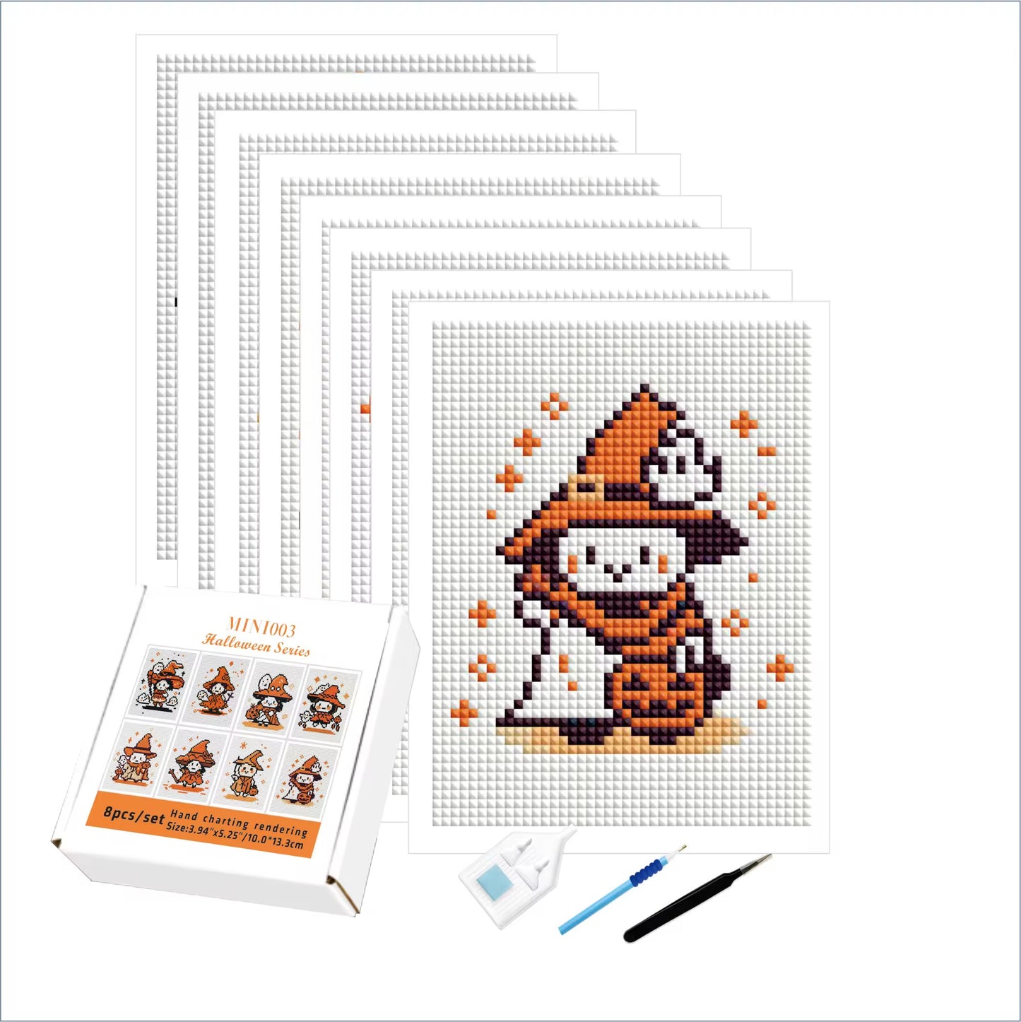 Halloween Series 10x13.5 set of 8 Square with AB