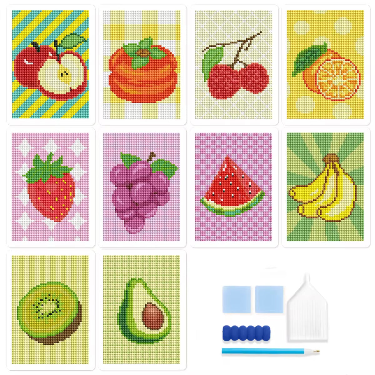 Fruit Mini 10.9x15.4 set of 10 Square with AB