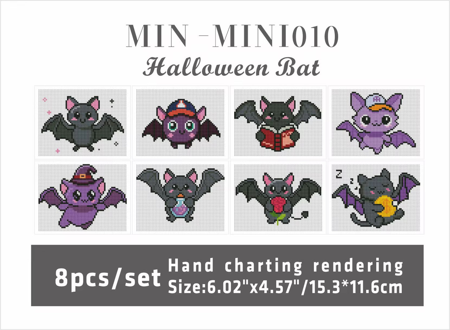 Bats Mini 15.3x11.6 set of 8 Square with AB