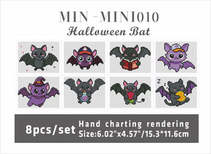 Bats Mini 15.3x11.6 set of 8 Square with AB