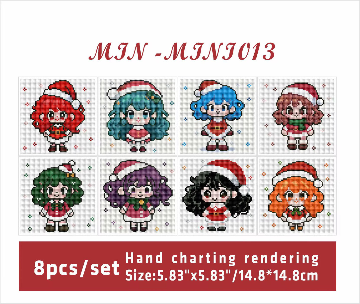 Christmas Girls Mini 14.8x14.8 set of 8 Square