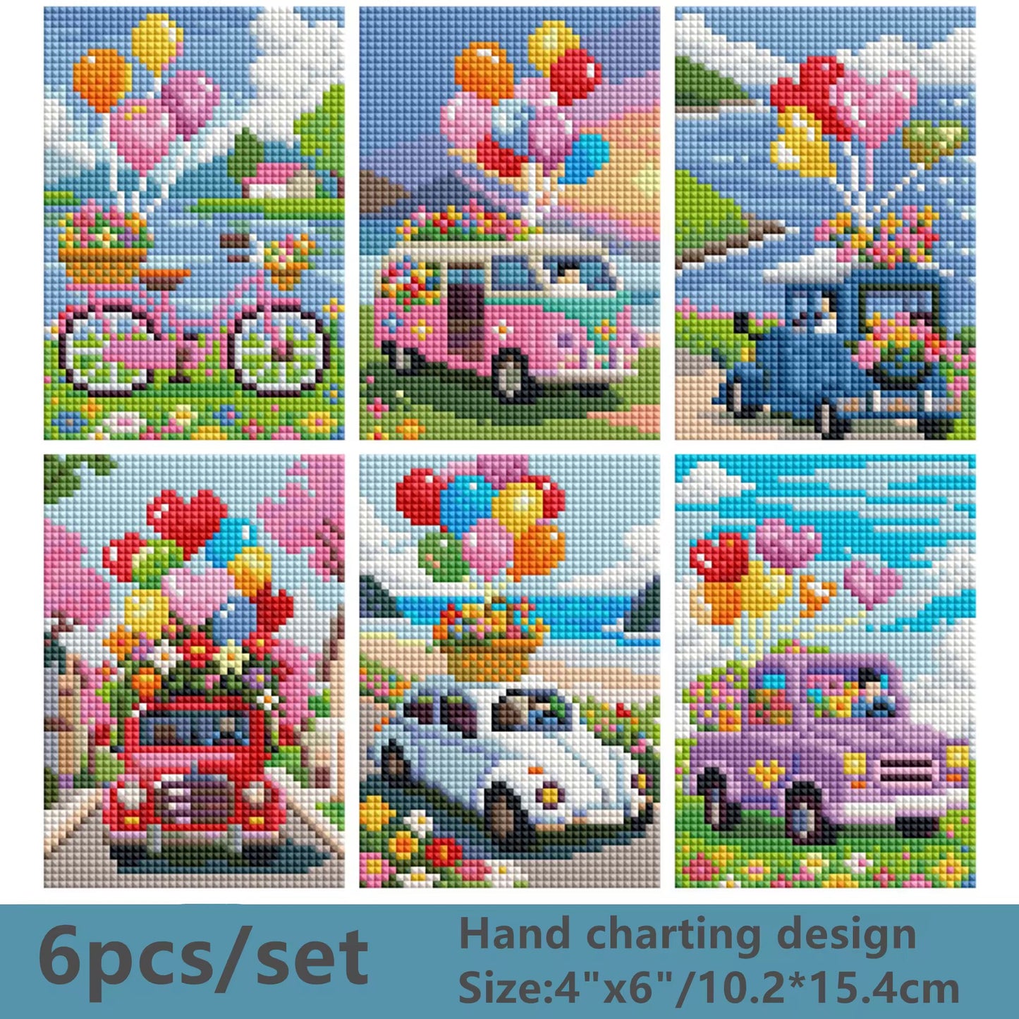 Car Mini 10.2x15.4 set of 6 Square AB