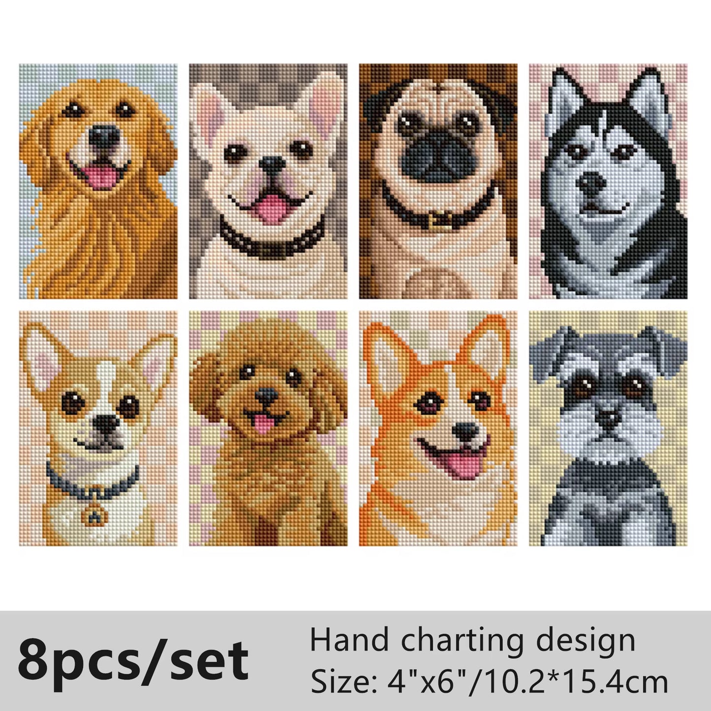 Dog Mini 10.2x15.4 set of 8 Square