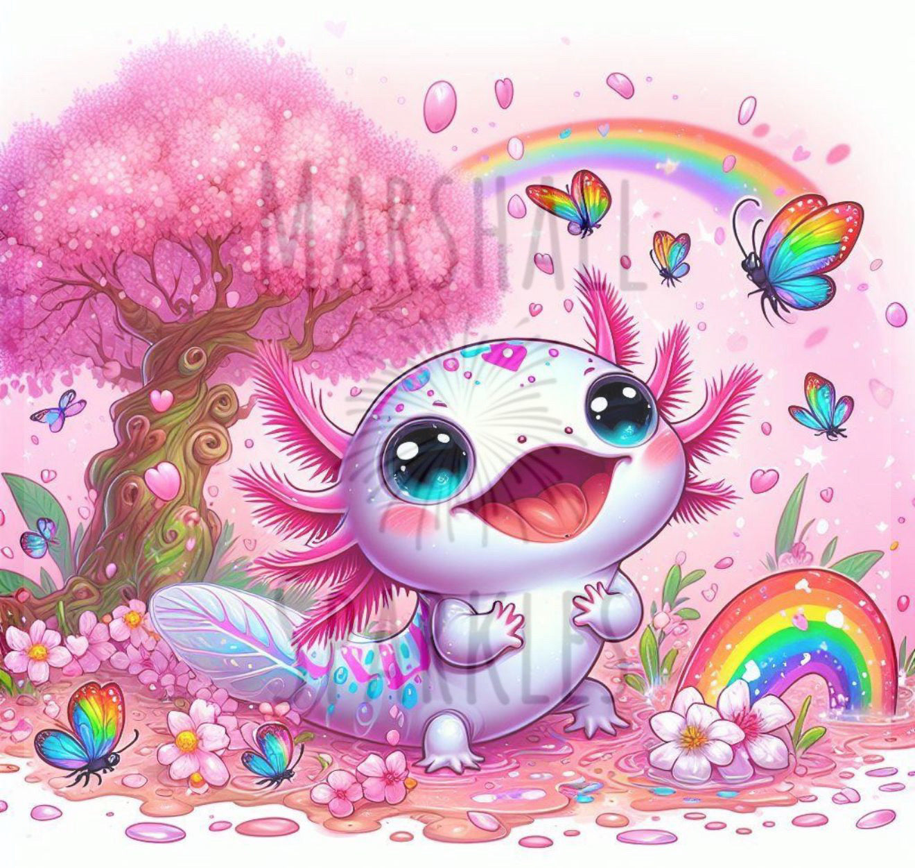 Blossom Axolotl © 40x40 (print to order)