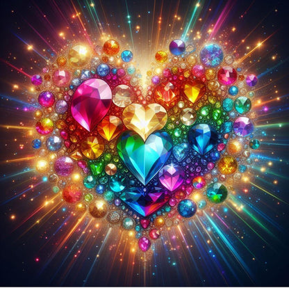 The Crystal Rainbow Heart © 40x40 Square FULL CRYSTAL DRILL