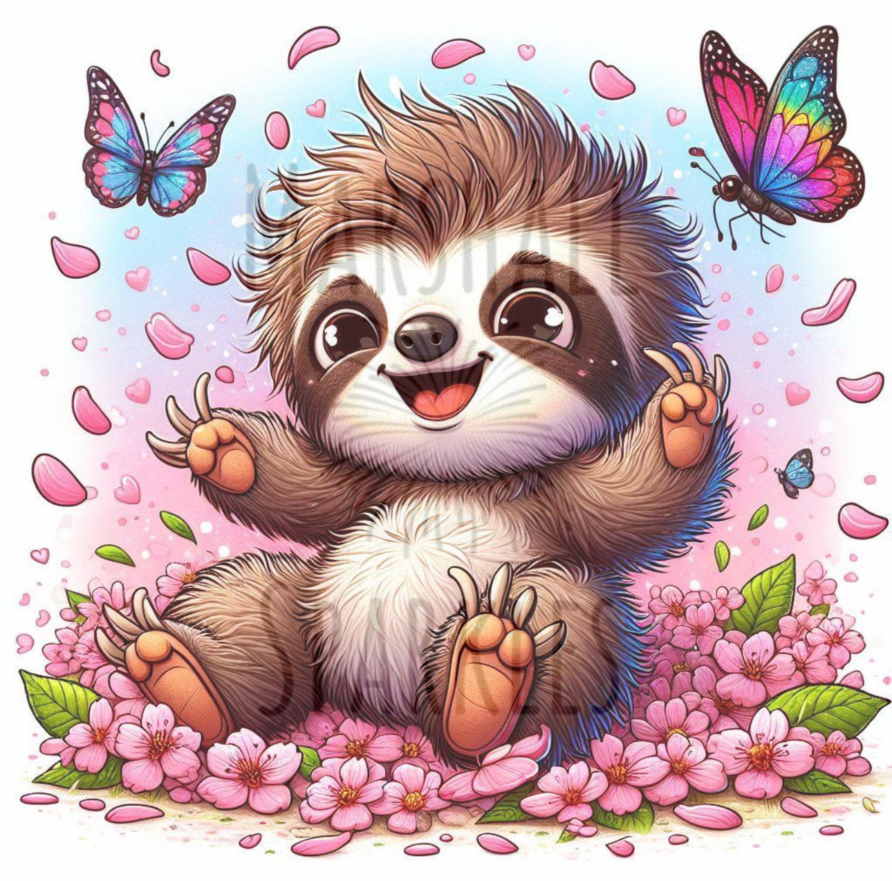 Blossom Sloth © 40x40 (print to order)