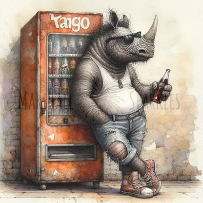 Rust & Fur - Rhino © 50x50 (print to order)